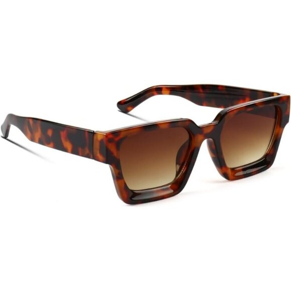 ⚡Men Black Leopaed Fashion Trendy Square Shades Rectangle Designer SunGlasses